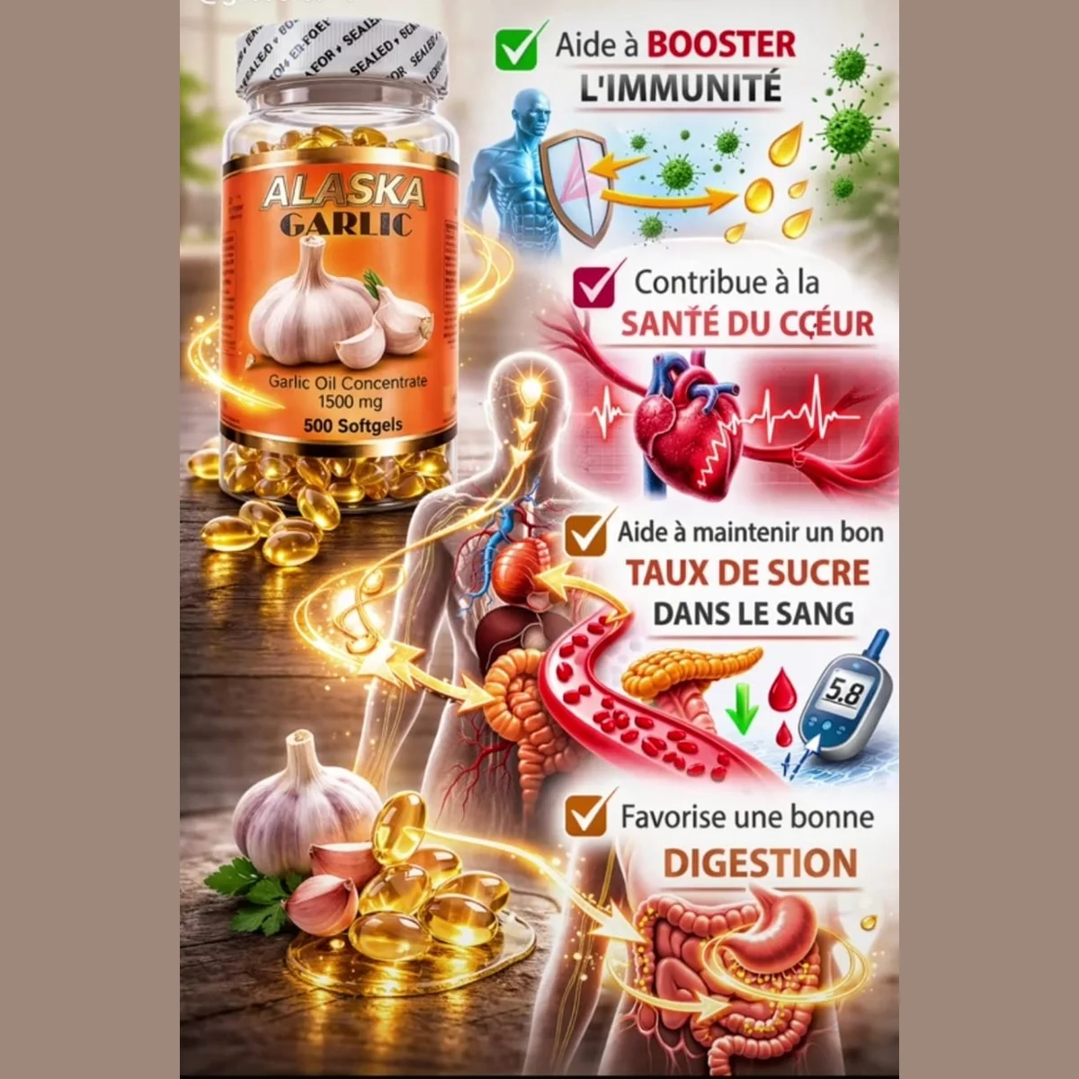 Alaska Garlic de 500capsules pour un traitement complet 🍀 2